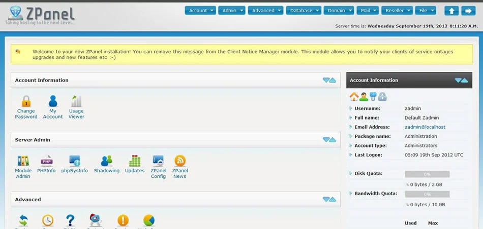 کنترل پنل zpanel